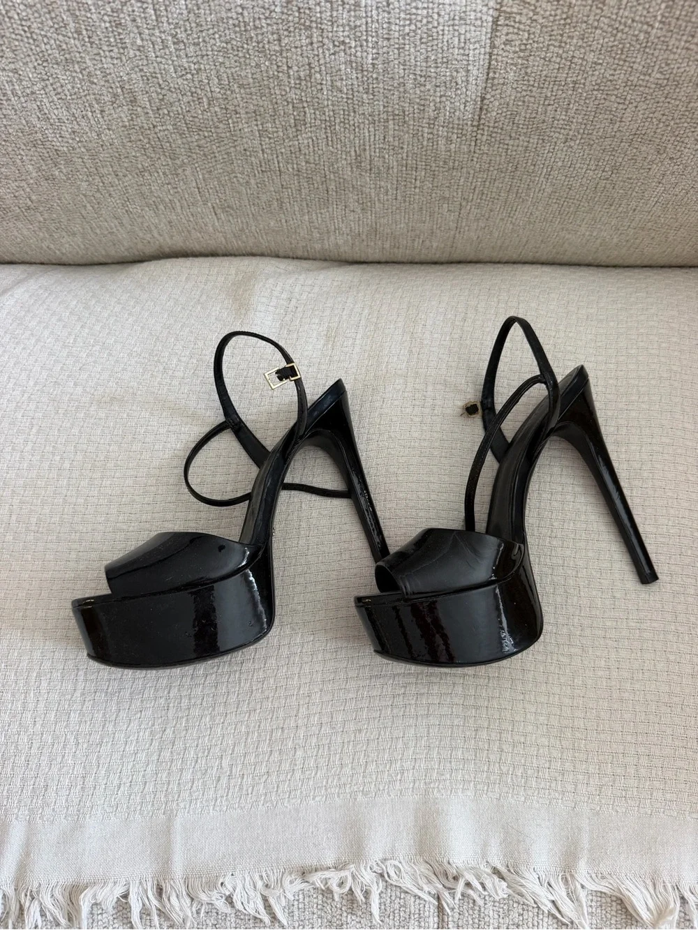 Schutz Black Platform Slingback Heels